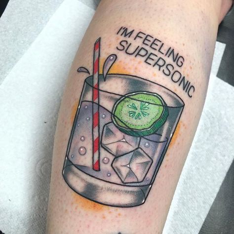 Lucy Blue (@lucybluetattoo) • Instagram photos and videos Gin And Tonic Tattoo, Gin Tonic Tattoo, Gin Tattoo, Cocktail Tattoo, Gin Tonic, Gin And Tonic, Tattoo Drawings, New Tattoos, I Tattoo