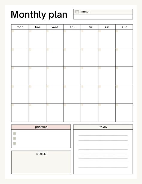 Simple Modern Printable Monthly Planner - Templates by Canva Study Planner Printable Free, Daily Planner Hourly, Work Planner Organization, Study Planner Printable, Monthly Planner Template, Monthly Planner Printable, Weekly Planner Template, Work Planner, Planner Printables Free