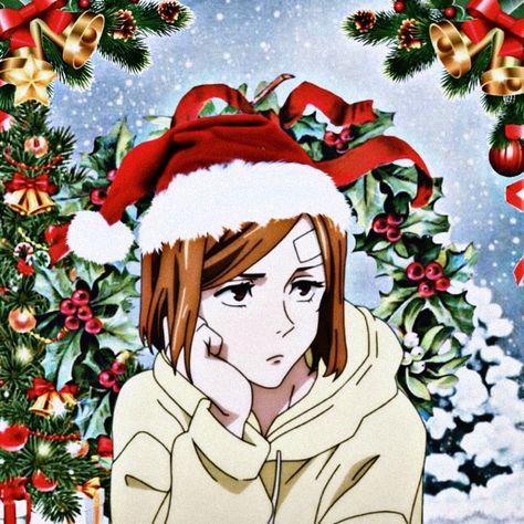 Nobara Christmas Pfp, Nobara Kugisaki Pfp, Jjk Christmas, Pfp Jujutsu Kaisen, Jjk Matching, Jjk Pfp, Matching Pfp's, Nobara Kugisaki, Pfp Anime