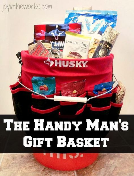 Looking for the perfect gift for Father's Day or Christmas for your husband, dad or any other handy person in your life? Make this simple Handy Man Gift Basket filled man snacks! This Home Depot Orange Bucket with liner filled with snacks is perfect for the man who has everything! #diygift #mangift #dadgift #handymangift #homedepotgift #giftsforhim #giftbasket Man Gift Basket, Man Snacks, Fathers Day Gift Basket, Handyman Gifts, Men Gift Basket, Diy Gifts For Men, Gift Baskets For Men, Baskets For Men, Handy Man