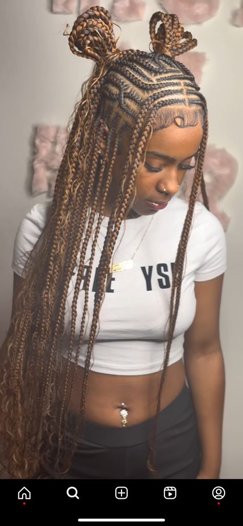 Trending Natural Hairstyles 2024, Box Braids In The Back Hairstyles, Cute Hairstyles For Back To School Black, Fulani Braids With Two Front Strands, Back To Skl Hairstyles Braids, Hairstyle For Black Girls Braided, Hairstyle With Weave Braided, Back Too School Hairstyles Braids, Half Up Half Down Braid Styles