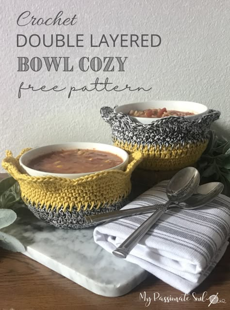 Bowl Cozies Free Pattern Crochet, Crochet Cozy Bowl Pattern, Crochet Bowl Cozies Free Pattern, Bowl Cozy Crochet Pattern Free, Free Crochet Bowl Cozy Pattern, Bowl Cozy Pattern Free Crochet, Crochet Soup Bowl Cozy Free Pattern, Easy Bowl Cozy Pattern Free, Bowl Cozies Free Pattern