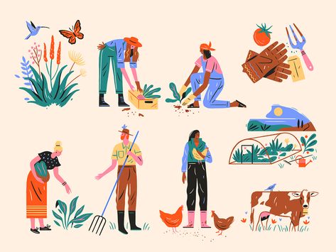 Brad Cuzen, Spot Illustration, Garden Illustration, 강아지 그림, Harbin, People Illustration, Flat Illustration, Illustration Character Design, Editorial Illustration