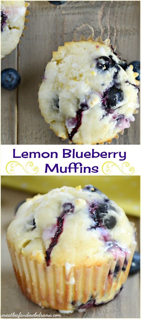 Glazed Lemon Blueberry Muffins. This recipe uses coconut oil and makes light, almost fluffy muffins that are bursting with fresh blueberries and topped with a tangy lemon glaze. Perfect for breakfast or brunch! Blueberry Cheesecake Muffins, Lemon Blueberry Muffins Recipe, Muffins Blueberry, Lemon Blueberry Cheesecake, Dessert Oreo, Best Blueberry Muffins, Desserts Keto, Lemon Blueberry Muffins, Muffin Recipes Blueberry