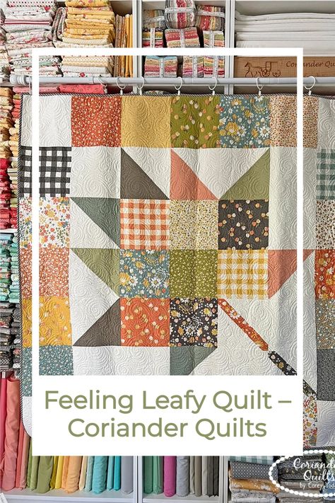 Layer cake Friendly, patchwork Maple Leaf Quilt pattern by Corey Yoder of Coriander Quilts. Beginner friendly quilt pattern. Visit the link for more details. Leaf Quilt Pattern, Corey Yoder Quilt Patterns, Maple Leaf Quilts, Maple Leaf Quilt Pattern, Harvest Quilt Pattern, Maple Leaf Quilt, Free Falling Leaves Quilt Pattern, Modern Maples Quilt, Autumn Splendor Quilt Pattern