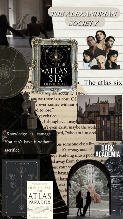 The atlas six aka the best book ever!! #aesthetic #shuffles #collage #theatlassix #darkacademia #moodboard The Atlas Six Aesthetic Wallpaper, The Atlas Six Aesthetic Book, Atlas Six Wallpaper, The Atlas Six Wallpaper, The Atlas Paradox Aesthetic, The Atlas Six Characters, The Atlas Six Fanart, The Atlas Six Book, The Atlas Six Aesthetic