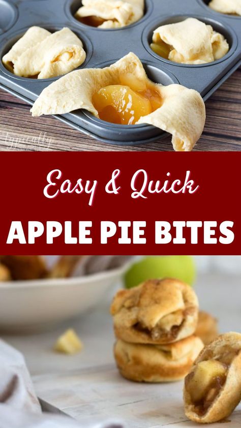 Crescent Roll Apple Pie, Apple Pie Bites Recipe, Quick Apple Pie, Apple Dessert Recipes Easy, Cinnamon Apple Pie, Apple Desserts Easy, Apple Pie Bites, Apple Bite, Easy Apple Pie