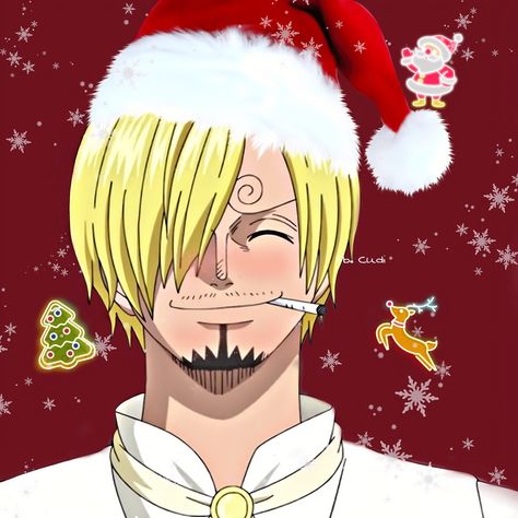 Cudi Sanji Christmas Icons, Sanji Christmas Pfp, Sanji Christmas, Vinsmoke Sanji, Smile Everyday, Christmas Post, One Piece Drawing, Christmas Icons, Profile Pics