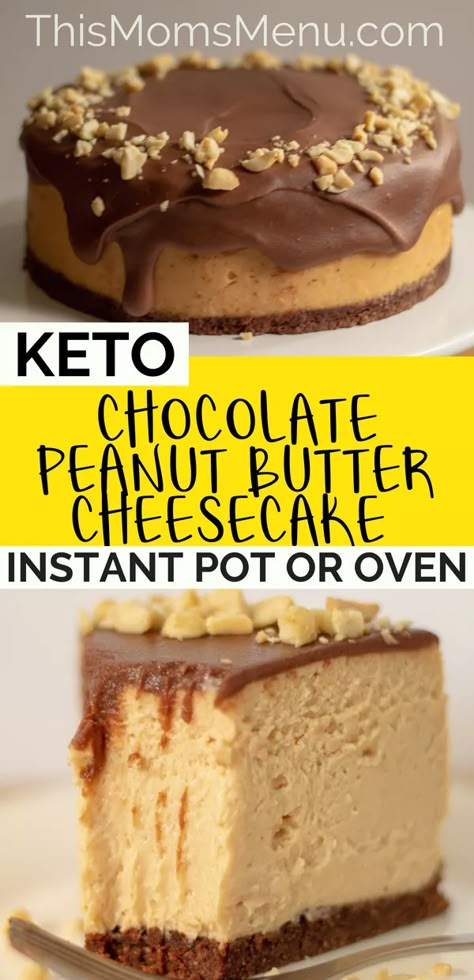 Dolce Poche Calorie, Biscotti Cheesecake, Keto Instant Pot, Chocolate Peanut Butter Cheesecake, Postre Keto, Cheesecake Dessert, Keto Menu, Cheesecake Chocolate, Low Carb Cheesecake