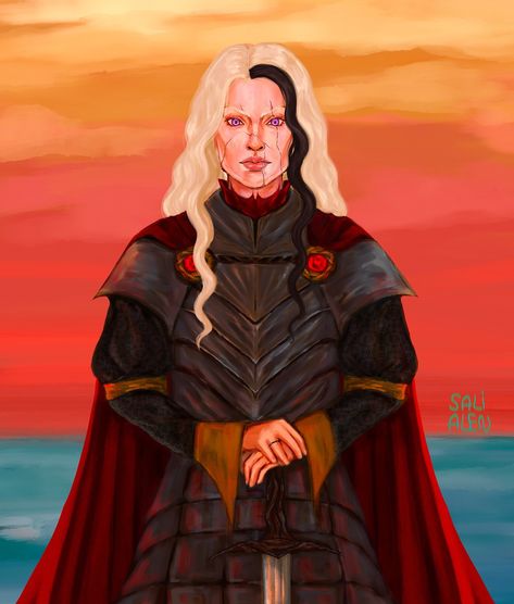 Targaryen OC commission for @ilenaofthorns . #houseofthedragon #hotd Valarr Targaryen, House Of The Dragon Dragons Oc, Targaryen Oc Female, Rhaenys Targaryen, Targaryen Character Art, Targaryen Women Art, Targaryen Oc Girl, Viserys Targaryen House Of The Dragon Art, Anime Nose