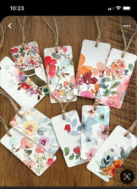 Drawing Bookmark, Watercolor Gift Tags, Bookmark Ideas, Creative Bookmarks, Watercolor Bookmarks, Loose Watercolor, Watercolor Set, Handmade Gift Tags, Watercolor Flower Art