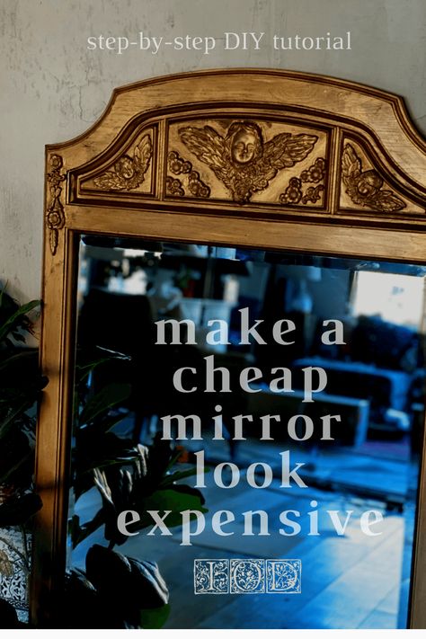 Easy DIY mirror frame makeover - transform an ugly bathroom mirror or cheap thrift store mirror into a statement piece with this step-by-step DIY home decor tutorial using silicone molds and air dry clay. Bathroom Mirror Frame Diy, Redo Mirror, Creative Mirror Frame Ideas, Mirror Frame Makeover, Easy Diy Mirror Frame, Diy Mirror Frame Bathroom, Cheap Mirror, Ugly Bathroom, Frame Makeover