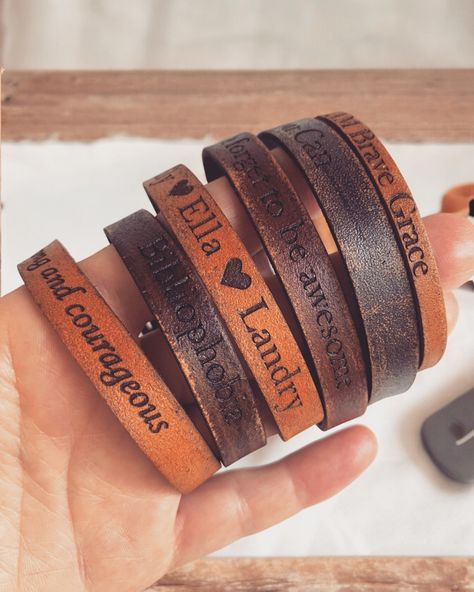 Looking for a meaningful gift or a unique accessory for yourself? 🌟 Check out our handmade leather bracelets, crafted from high-quality full grain leather. Personalize them with your name, a special phrase, or your favorite quote using our precise laser engraving. It's the perfect way to carry a piece of your story with you wherever you go. 🖤✨ #PersonalizedJewelry #HandmadeWithLove #uniquegifts #personalizedbracelet #custombracelets #meaningfulgifts #cuckoonestartstudio Nest Art, Handmade Leather Bracelets, Leather Bracelets, Custom Bracelets, Accessories Unique, Handmade Leather, Meaningful Gifts, Full Grain Leather, Your Story