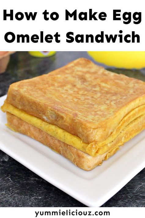 Learn how to make egg omelet sandwich. Perfect breakfast recipe. Omelet Sandwich, Egg Omlet, Omlet Recipes, Egg Omelet, How To Make Eggs, How To Make Sandwich, Piece Of Bread, Tasty Healthy, Omelet