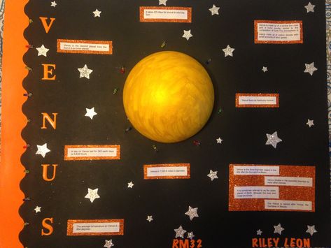 Venus planet project board Venus Science Project, Planet Poster Project, Venus Planet Project, Mars Planet Project, Planets Project, Poster Solar System, 5th Grade Science Projects, Mars Project, Venus Planet