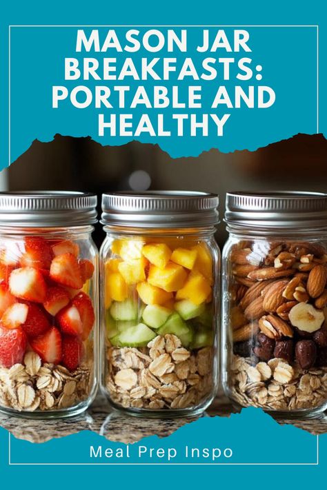 🍯 On-the-Go Breakfast – Make your mornings easier with these healthy mason jar breakfast recipes! Perfect for meal prepping. 🥜 #MasonJarRecipes #HealthyMornings #BreakfastInspo #QuickMeals Mason Jar Breakfast Ideas, Jar Breakfast Recipes, Mason Jar Breakfast Recipes, Portable Meals, Mason Jar Recipes, Jar Breakfast, Mason Jar Breakfast, Breakfast In A Jar, Jar Recipes