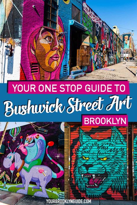 street art in Brooklyn at the Bushwick Collective and a guide to all the best Bushwick street art Brooklyn Graffiti Street Art, Nyc Murals, Brooklyn Guide, Bushwick Brooklyn, Brooklyn Photography, Nyc Street Art, Nyc Graffiti, Voyage New York, Visit New York City