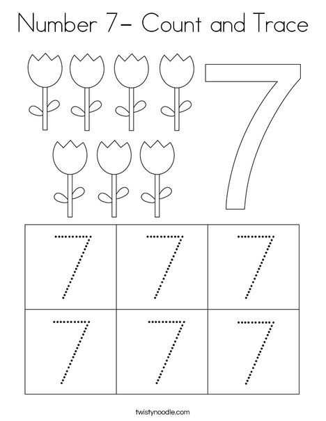 Number 7- Count and Trace Coloring Page - Twisty Noodle Number 7 Tracing Worksheets For Preschool, Trace Number 7 Worksheet, Number 7 Tracing Worksheets Preschool, Number 6 Kindergarten Worksheets, Number 7 Tracing Worksheets, Number 7 Worksheet Kindergarten, Number 7 Coloring Page, Number 7 Preschool Activities, Number 7 Activity