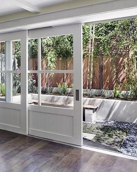 Enclosed Patio Ideas Sunroom, Folding Garage Doors, Enclosed Patio Ideas, Kitchen Patio Doors, French Doors With Screens, French Doors Bedroom, Wall Screen, Sliding French Doors, Sliding Screen Doors