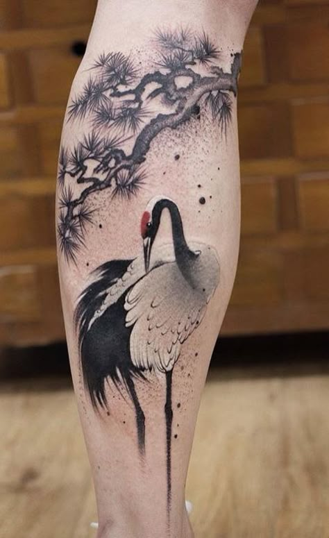 Chen Jie Newtattoo crane tattoo Crane Tattoo, Kunst Tattoos, Chinese Tattoo, Tattoo Graphic, Japanese Sleeve Tattoos, Japanese Tattoo Art, Time Tattoos, Tree Tattoo, Birds Tattoo