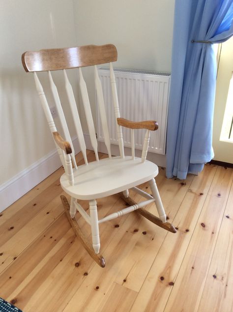 Refurbish Rocking Chair Diy, Wood Rocking Chair Nursery, Rustic Wooden Rocking Chair, Painted Wood Rocking Chair, Refinished Rocking Chair Ideas, Painted Rocking Chair Ideas Nursery, Rocking Chair For Kids, Refurbish Rocking Chair, Refurbished Rocking Chair Wood