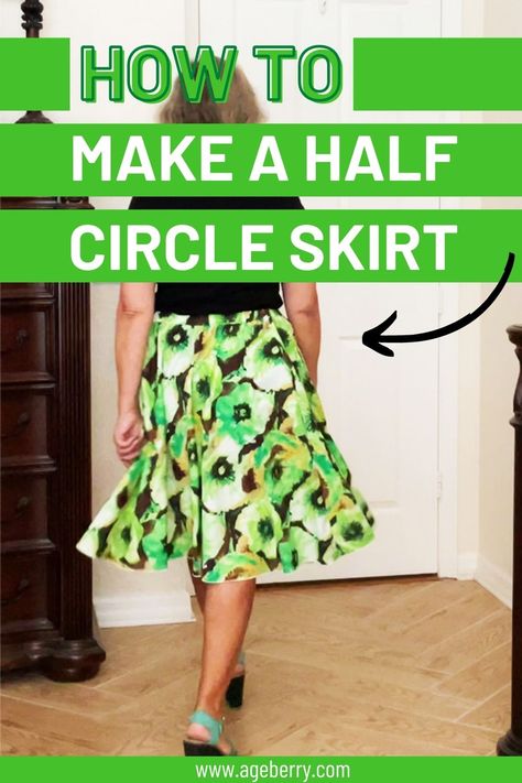 This sewing tutorial will show you how to sew a half-circle skirt. With just a few simple steps, you can create a stylish and unique skirt that will set you apart from the crowd. The best part about this project is that it can be made without a pattern, so it’s perfect for beginners. It’s very easy to draw all necessary lines right on the fabric. You just need some basic sewing skills and these step-by-step instructions. Skirt Patterns Sewing Free, Easy Skirts To Sew, Diy Circle Skirt, A Line Skirt Pattern, Skirt Pattern Easy, Half Circle Skirt, Circle Skirt Pattern, Skirt Pattern Free, Unique Skirt