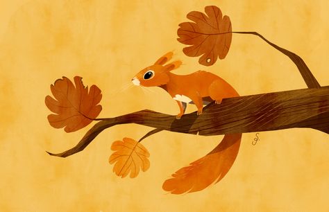 Cute Squirrel Drawing, Illustration Squirrel, Squirrel Character, Autumn Squirrel, Squirrel Illustration, Autumn Animals, Squirrel Art, Bd Art, Autumn Illustration