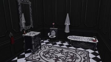 Bathroom Sims 4, Goth Bathroom, Lux Bathroom, Gothic Bathroom, Cc Sims, Cc Finds, Black Bathroom, Sims 4 Cc, Sims 4 Mods