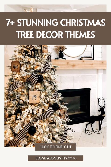 7 christmas tree decor themes Christmas Tree Black Ribbon, Boujee Christmas Tree, Masculine Christmas Tree, Winter Table Decor, Best Themes, Decorating The Christmas Tree, Country Christmas Trees, Best Christmas Tree, Frosted Christmas Tree