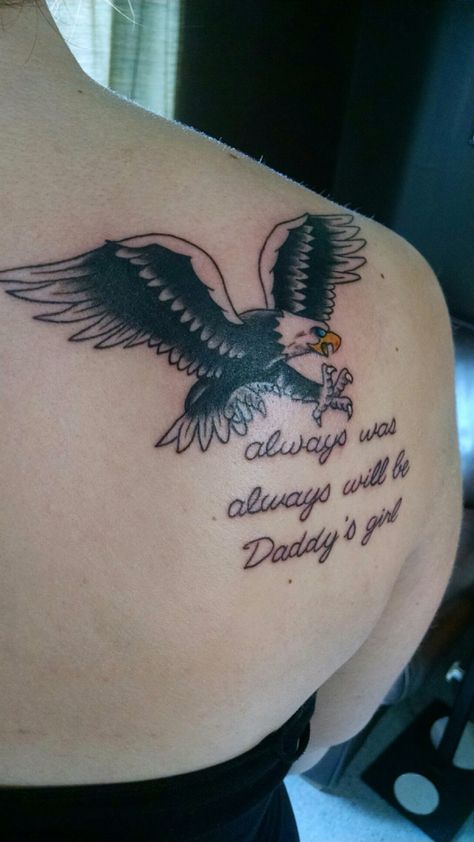 Memorial tattoo for my father. Eagle Memorial Tattoo For Women, Eagle Memorial Tattoo, Tattoo For Father Who Passed, Eagle Tattoo For Women, Eagle Quotes, A Snake Tattoo, Eagle Tattoo Designs, Snake Tattoo Ideas, Baby Memorial Tattoos