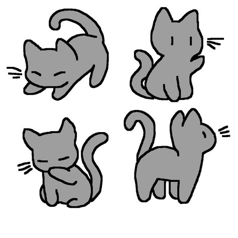 Simple Cat Cartoon, Cat Sitting Drawing Reference, Cat Sitting Down Drawing, Peeking Cat Drawing, Cat And Owner Drawing, Cat Toy Drawing, Sitting Cat Drawing, Cat Sitting Down, Running Drawing