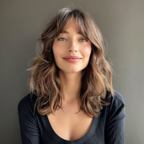 Medium Length Wavy Hair, Layered Hairstyles, Medium Length Hair With Layers, Bangs With Medium Hair, Wavy Haircuts, Hairstyles For Layered Hair, Haircuts For Wavy Hair, Haircuts For Medium Hair, Long Hair With Bangs