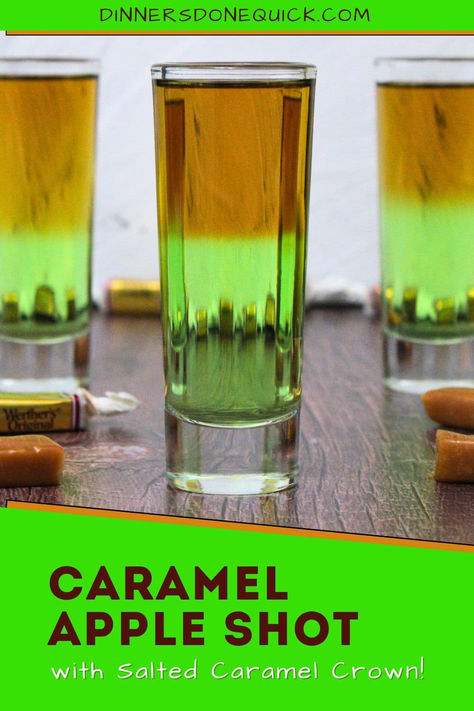 My Caramel Apple Shot combines the smooth richness of Crown Royal Salted Caramel with the tart bite of sour apple schnapps, creating a flavor experience that's perfect for fall parties or holiday toasts. With a delicious blend of flavors and alcohol layers, this shot is sure to be a crowd-pleaser. It's the ideal drink for cozy autumn nights, Halloween parties, or any occasion where you want a fun, flavorful shot to impress your guests! #CaramelAppleShot #FallCocktails #CrownRoyal #PartyShots Holiday Shots Thanksgiving, Carmel Vodka Mixed Drinks, Sweet Shots Alcohol, Butter Ripple Schnapps Shots, Best Tasting Shots, Crown Caramel Apple Drinks, Thanksgiving Shots Recipes, Crown Caramel Drinks, Friendsgiving Shots