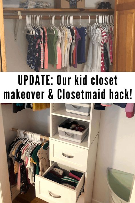 Small Closet Drawers, Dresser In Small Closet Ideas, Kids Closet With Dresser Inside, Children Closet Organization, Add Drawers To Closet, Toddler Boy Closet Organization, Dresser Built In Closet, Small Reach In Closet Organization, Children’s Closet Organization