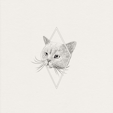 British Shorthair Cat Tattoo, British Shorthair Tattoo, Dot Art Drawing, Tattoos Representing Family, Minimalist Floral Tattoo, Short Hair Drawing, British Blue Cat, Short Hair Blue, Cat Tatto