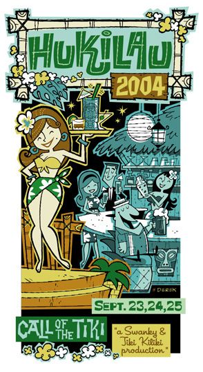 Derek Yaniger for hukilau 2004 Derek Yaniger, Mai Kai, Tiki Mugs, Hipster Art, Tiki Art, Art Beat, Mid Century Illustration, Vintage Tiki, Hawaiian Art