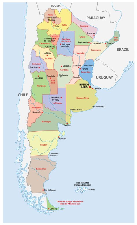 Argentina Facts, America Outline, Argentina Map, Country Facts, Imaginary Maps, Physical Map, Esl Activities, Spanish Speaking Countries, Tourist Map