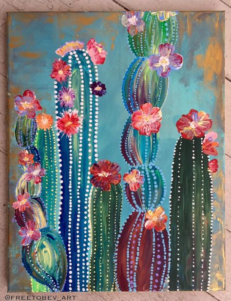 Paint Therapy, Cactus Paintings, Black Canvas Paintings, Cactus Painting, Pinup Art, Aztec Art, Landscape Paintings Acrylic, Cactus Art, Acrylic Artwork