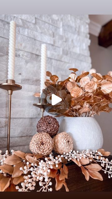 Ysmelda Marte on Instagram: "Happy Friday everyone ! Fall mantel is ready for fall! this year I made it simpler instead of using a garland, I used several leaf picks, faux pumpkins in different color, add in you own decor around your mantel and fireplace: candlestick, lanterns, basket with pillows and more pumpkins 🥰🥰

🤎 like
🤎 Comments 
🤎 save
🤎share 

Leaf picks: Hobby lobby 
Pumpkins: dollar tree 
White base :  target 🎯 
Eucalyptus flowers: Inspired home decor
Lanterns : last year target clearance 

Feliz Viernes , La chimenea esta lista para el otoño !!! Este año la hice un poco mas simple en lugar de usar una garland, usé varios palillos de flores, calabazas falsas en diferentes colores, agregue su propia decoración alrededor de la repisa de la chimenea y la chimenea: candelabr Eucalyptus Flowers, Target Clearance, Faux Pumpkins, Ready For, Happy Friday Everyone, Fall Mantel, Ready For Fall, I Made It, Hobby Lobby