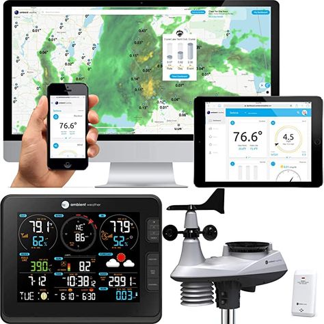 Amazon.com : Ambient Weather Falcon WS-8480 Fan Aspirated Smart WiFi Weather Station with Remote Monitoring and Alerts : Garden & Outdoor Irrigation Controller, Weather Data, Weather Instruments, Weather Underground, The Falcon, Weather Tech, Weather Station, Deck Railings, Best Website