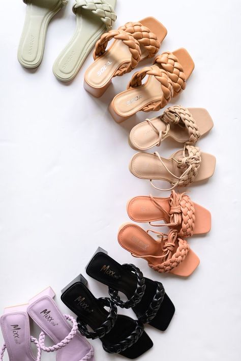 braided heels, braided sandals, shoe flatlay, cute shoes, summer shoes, heels Braided Heels, Shoe Advertising, Shoe Photography, Shoes Fashion Photography, Cute Shoe, Trendy Shoes For Women, Trendy Heels, Shoes Photography, Braided Sandals