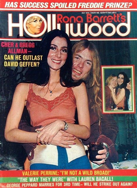 Greg Allman, Cher 70s, Valerie Perrine, 70s Rock And Roll, David Geffen, Hollywood Magazine, Cher Outfits, George Peppard, Cher Photos