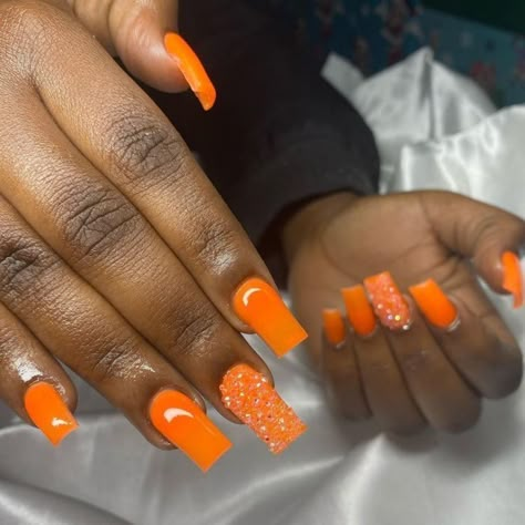 #orange #nails #nailart #nailpolish #naildesign #acrylicnails #longnails #nailideas #nailartdesigns #orangenailpolish #orangenails #baddienails Orange Nail Inspiration, Orange Acrylic Nails, Orange Nail, Acrylic Toe Nails, Long Acrylic Nail Designs, Colored Acrylic Nails, Work Nails, Short Square Acrylic Nails, Long Acrylic Nails Coffin