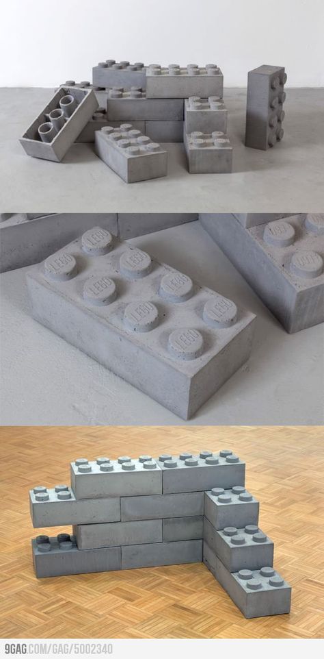 Concrete Legos: building a house just became the most excellent fun, better with alternative natural materials! Concrete Projects Diy, Unusual Sculptures, Decoration Beton, Cement Blocks, Cement Diy, Cement Art, Lego Blocks, Concrete Furniture, Concrete Crafts