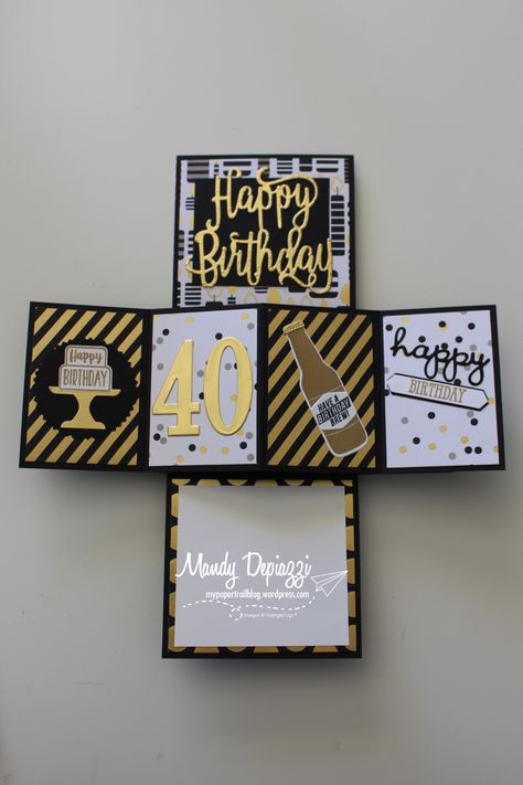 50th Birthday Card Ideas For Men Turning 50, Diy 40th Birthday Card For Men, Diy 40th Birthday Card, Infinity Cards, Fancy Fold Card Tutorials, Pop Up Box Cards, 40th Birthday Cards, 50th Birthday Cards, Masculine Birthday Cards