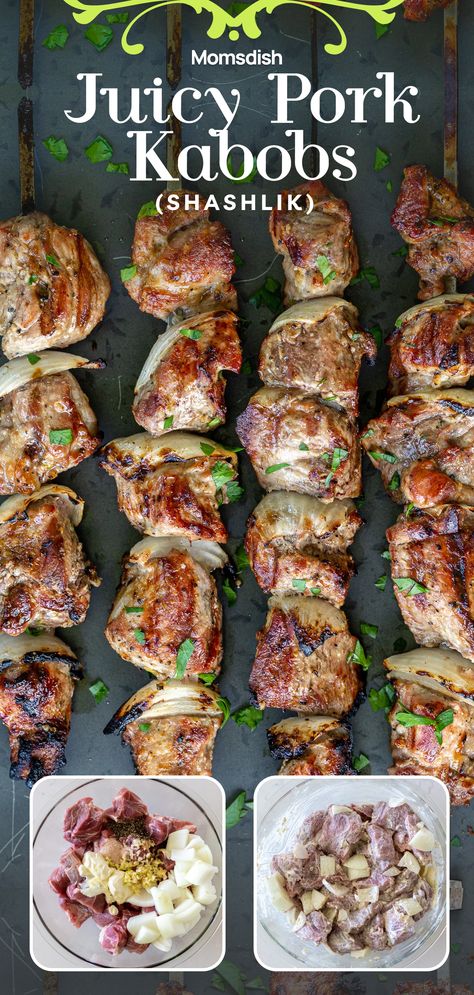 Marinated Pork Kebobs, Beef Kebab Recipes Skewers, Pork Chop Skewers, Pork Shish Kebabs On The Grill, Pork Kabobs On The Grill Marinade, Pork Kebab Marinade, Pork Shish Kebabs Recipes, Pork Kebabs In The Oven, Pork Shish Kabobs Marinade Recipe