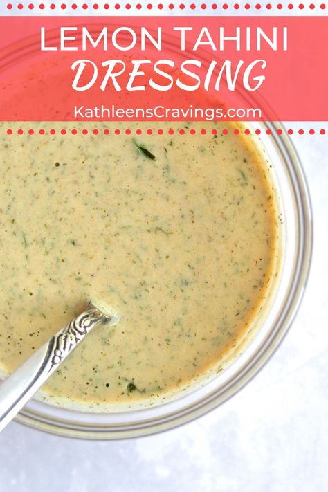 Vegan Tahini Dressing, Tahini Salad Dressing, Tahini Dressing Recipe, Dill Dressing, Lemon Tahini Dressing, Salad Dressing Recipes Homemade, Buddha Bowls, Veggie Dip, Lemon Herb