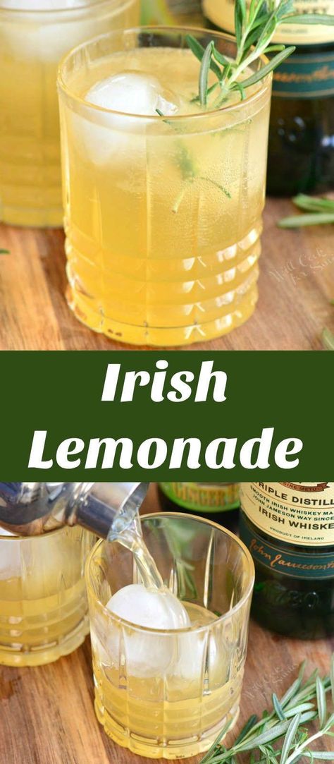 Refreshing Irish Lemonade cocktails where flavors of fresh lemon juice, simple syrup, Irish Whiskey, and ginger beer work together perfectly and a sprig of rosemary is more than just garnish.#cocktail #drink #irishcocktail #whiskey #irishwhiskey Irish Lemonade, Lemonade Cocktails, Irish Cocktails, Ginger Beer Cocktail, Easy Mixed Drinks, Irish Drinks, Apple Martini, Lemonade Cocktail, Whiskey Cocktail