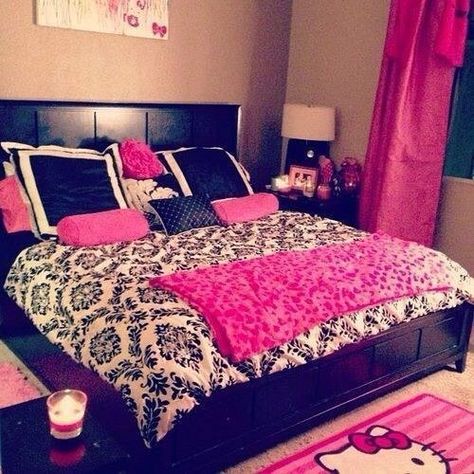 My teenager would love this to be her room Pink Bedroom Decor, Girly Room, Room Idea, Pink Room, Decoration Inspiration, Night Stand, Dream Rooms, Dream Bedroom