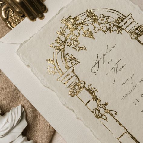 Architecture Wedding Invitation, Hand Painted Invitation, Baroque Wedding Invitations, Greek Wedding Invitations, Luxurious Wedding Invitations, Rustic Arch, Salem Wedding, Athens Wedding, Greek Architecture